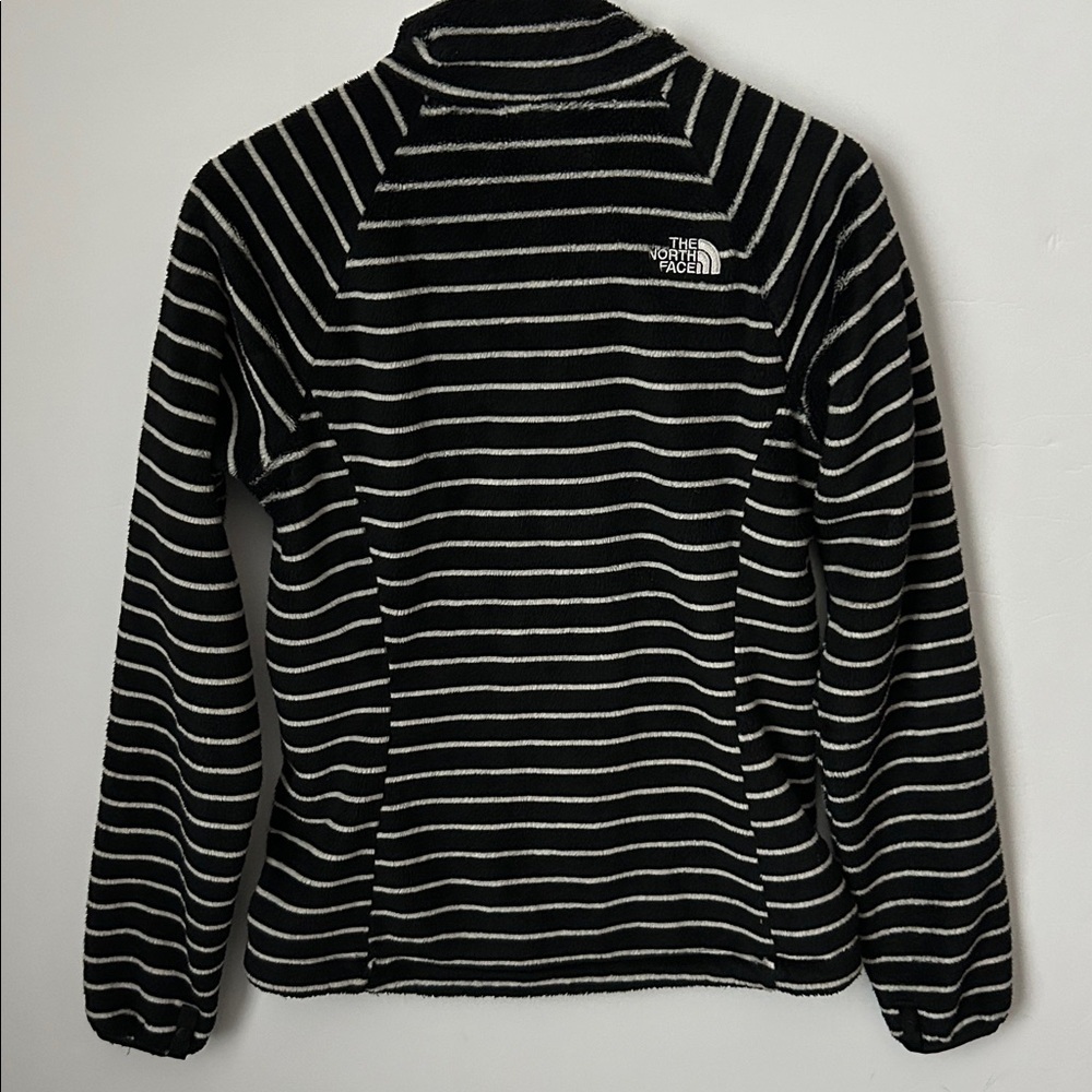 The North Face Women's Black and White Striped Fleece Full Zip Jacket Small P - Picture 6 of 7
